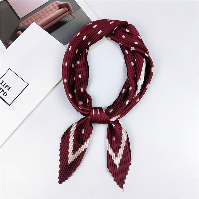 Foulard Plissé pour Cheveux Bordeaux à Pois