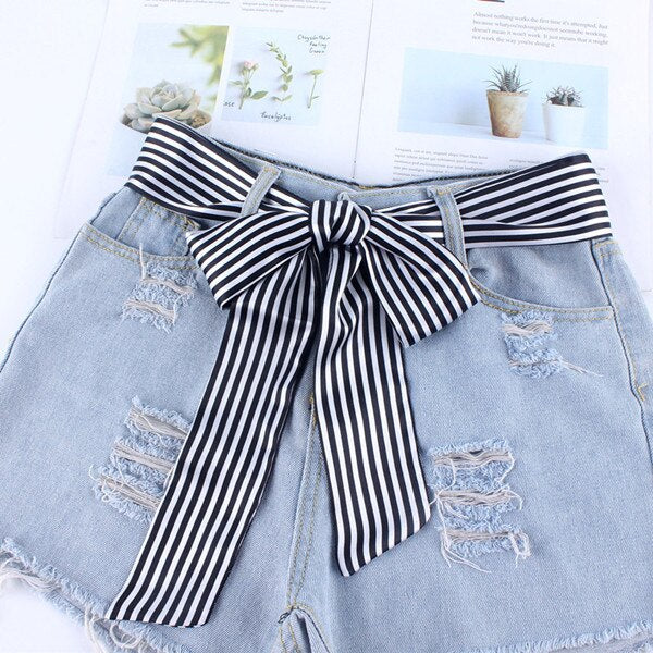 Ceinture Foulard Rayures Noires