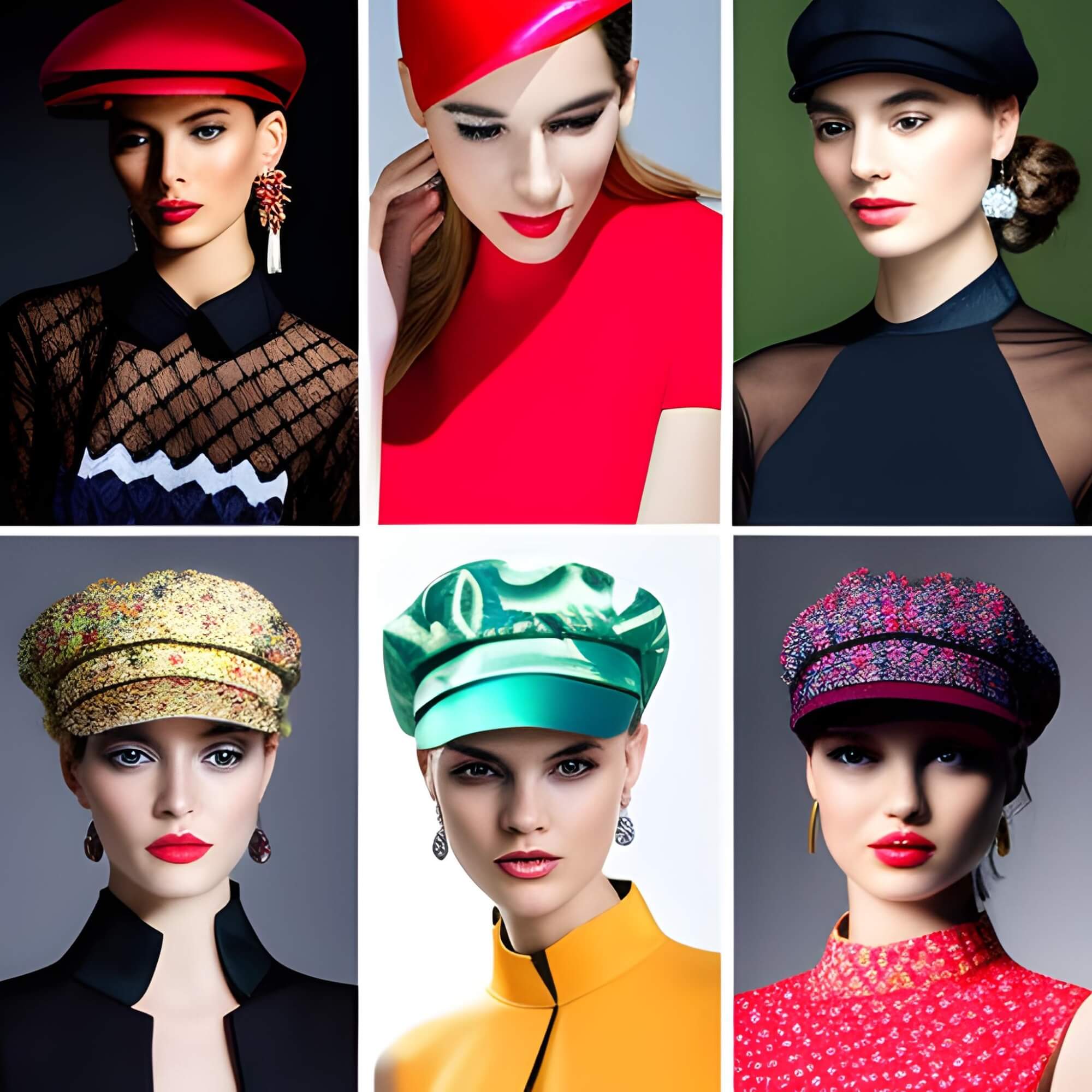 6 femmes portent une casquette foulard uni ou à motifs