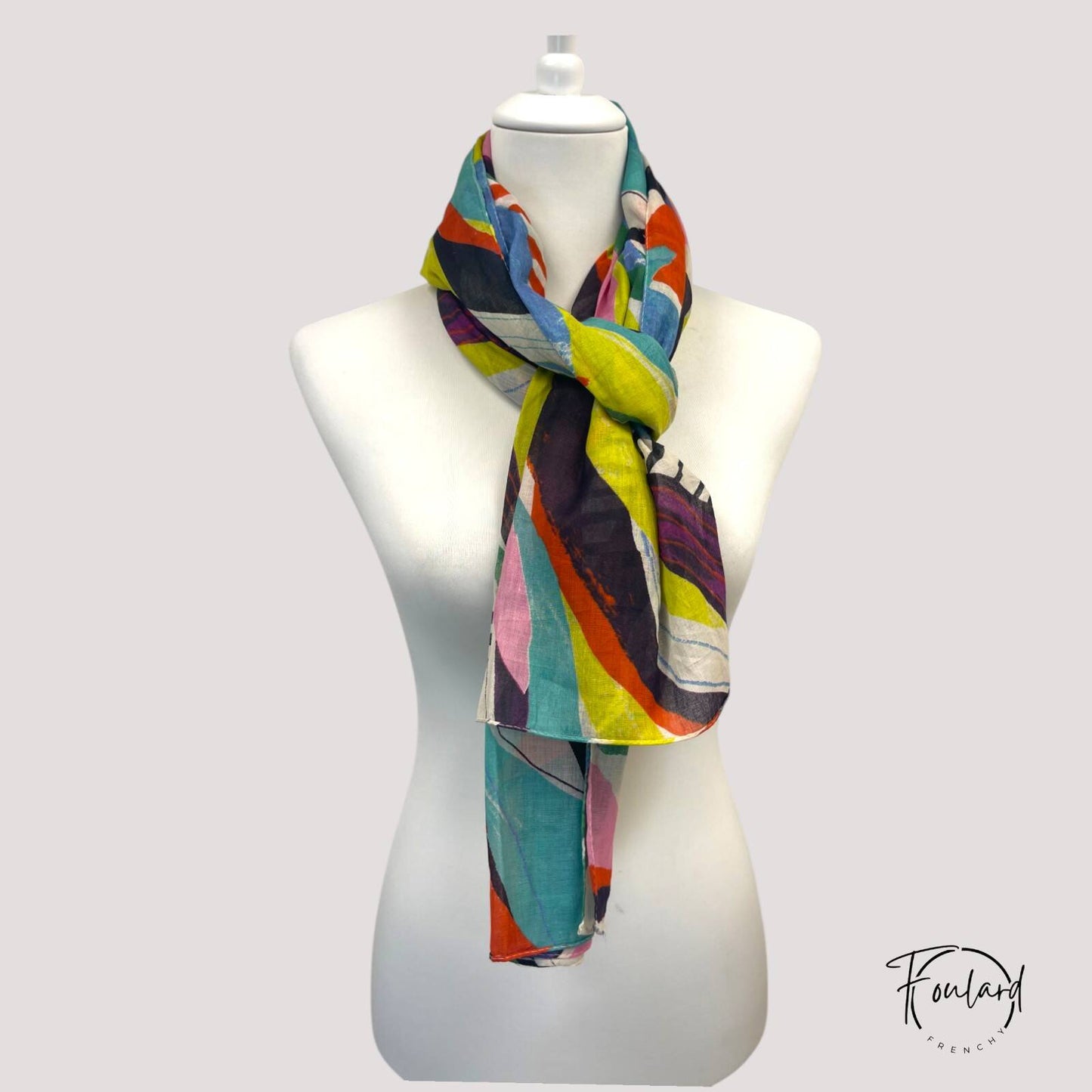 Foulard imprimé graphique multicolore 100 % coton