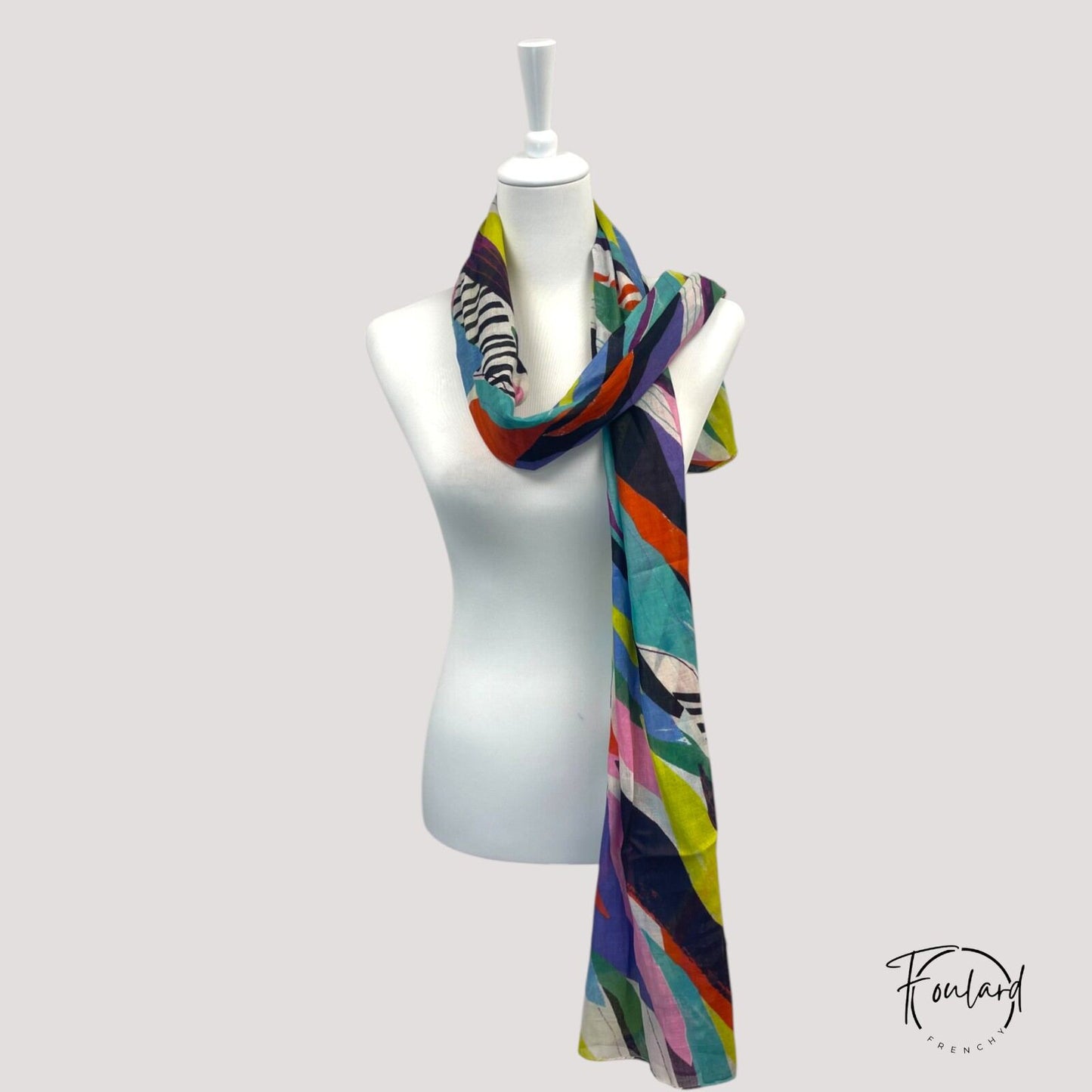 Foulard imprimé graphique multicolore 100 % coton