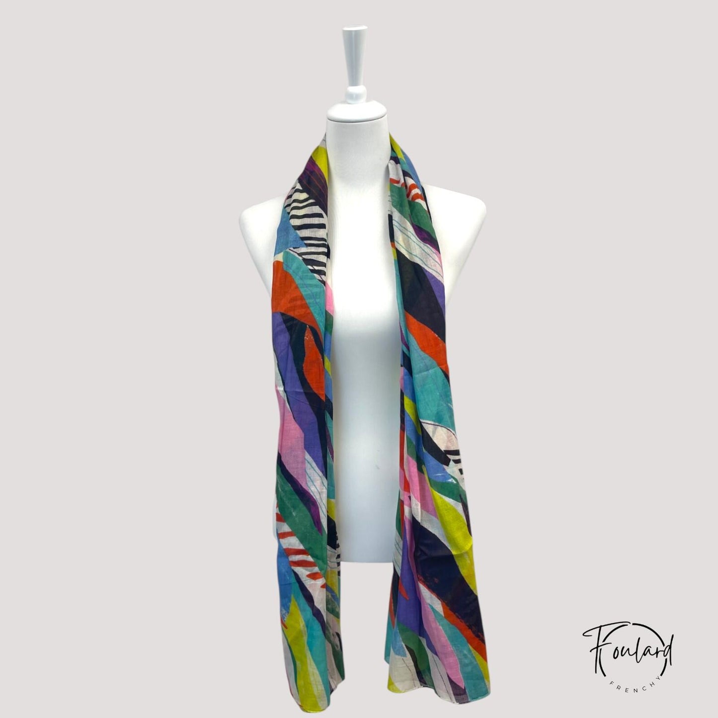 Foulard imprimé graphique multicolore 100 % coton