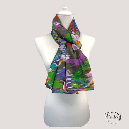 Foulard multicolore imprimé ethnique en coton