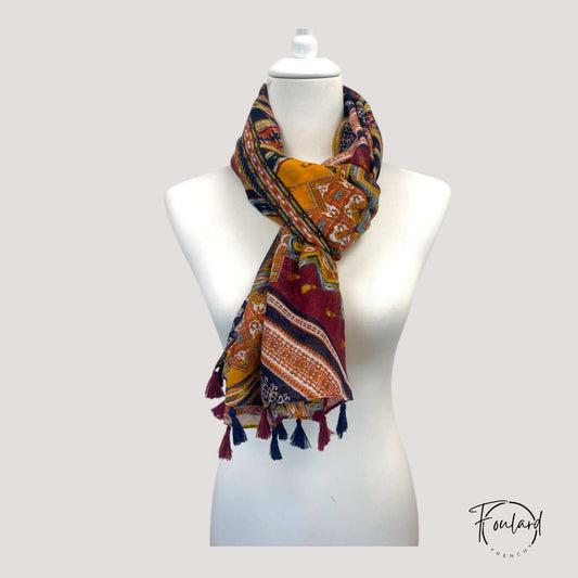 Foulard pour femme 180 orange - Sunniva bohème