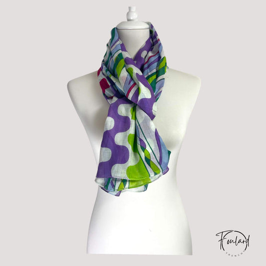 foulard femme à motif ondulé multicolore