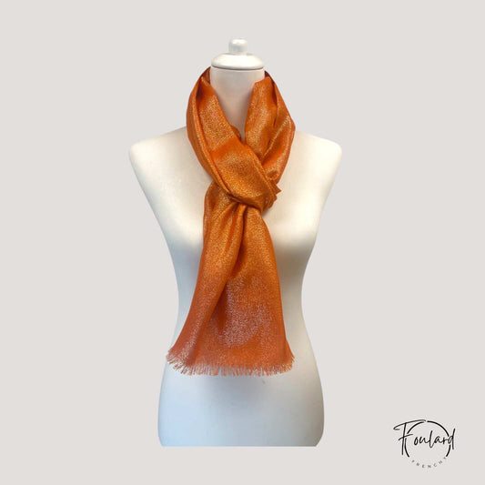 Foulard femme orange pailleté
