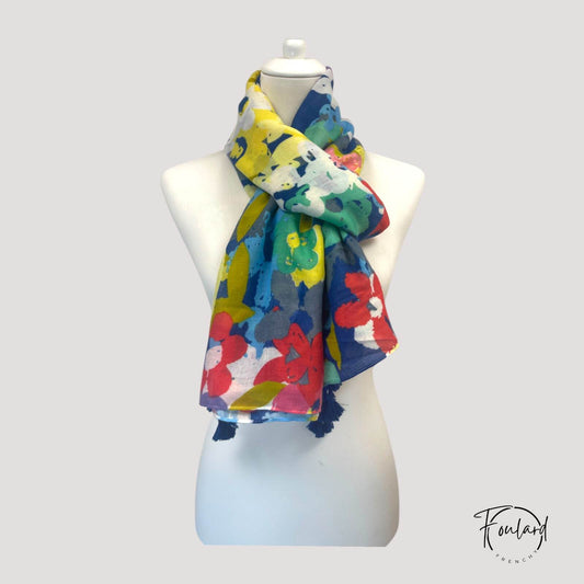 Foulard femme à fleurs multicolores