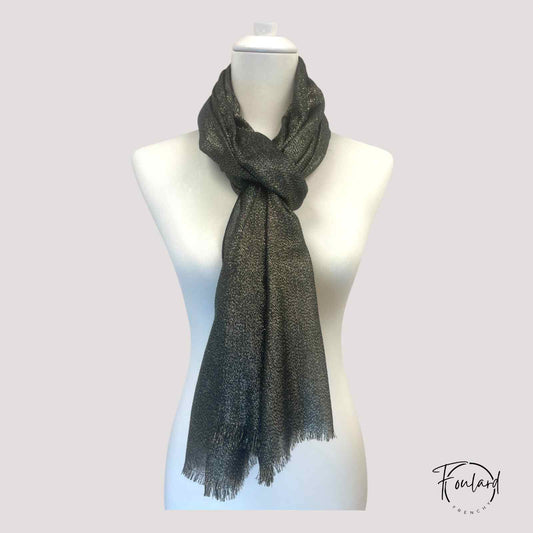 Foulard femme gris foncé pailleté