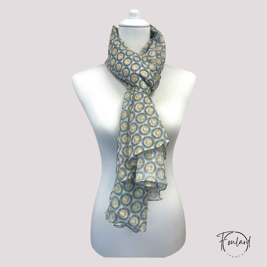 foulard en coton à motif circulaire  jaune moutarde