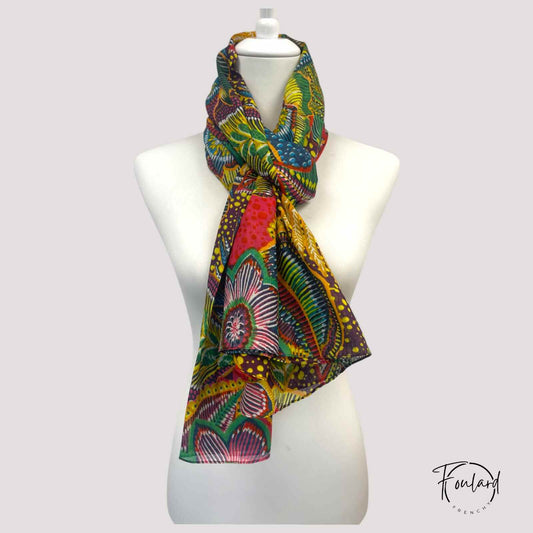 Foulard femme  coloré imprimé wax tropica