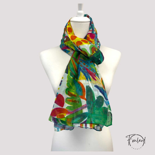 Foulard coloré imprimé abstrait en coton
