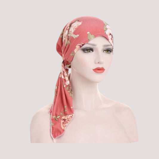 ALOÏSE Foulard Femme Moderne Cheveux Chimio Rose à motifs