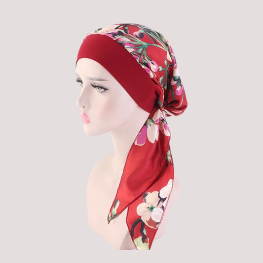 ANGÉLIQUE Foulard long chimio rouge - Floral