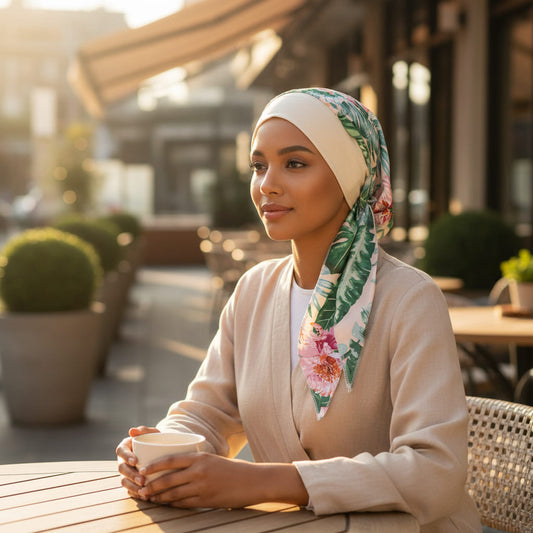 ANNA Foulard Cheveux Femme Moderne Chimio Vert à motifs