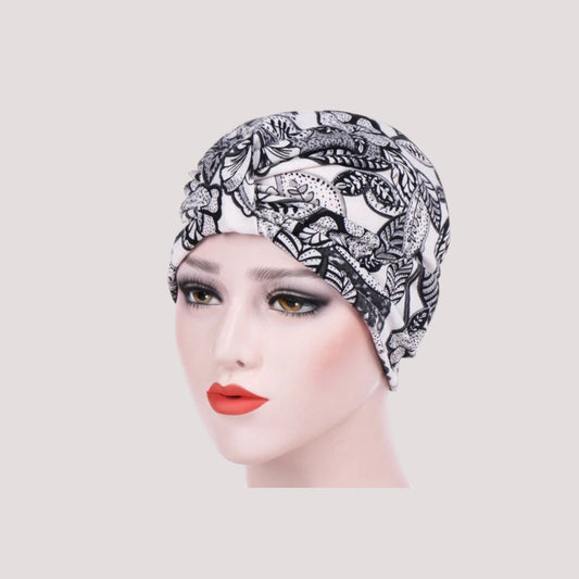 BAPTISTINE Foulard Cheveux Femme Bonnet Chimio Noir & Blanc