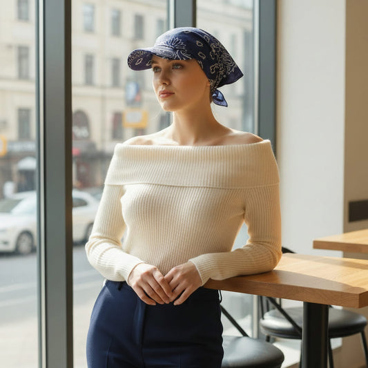 Casquette Foulard Chimio Femme Bleu Bohème