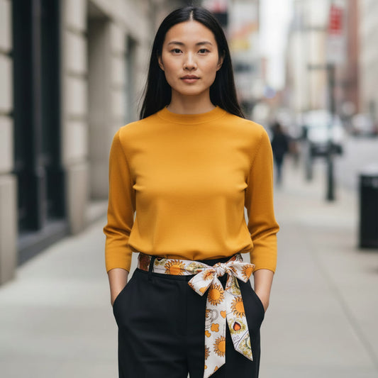 Ceinture foulard blanche imprimé soleil