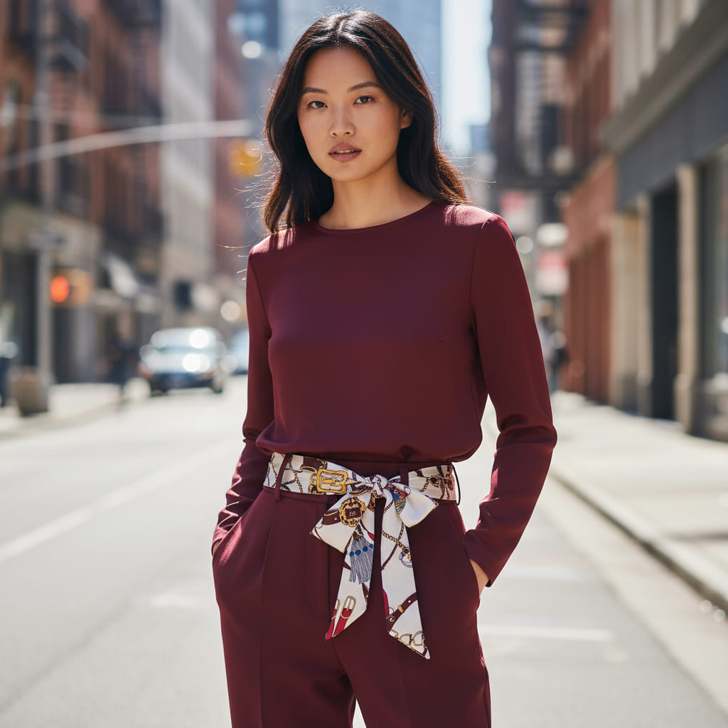 Ceinture foulard blanc satiné motif équestre