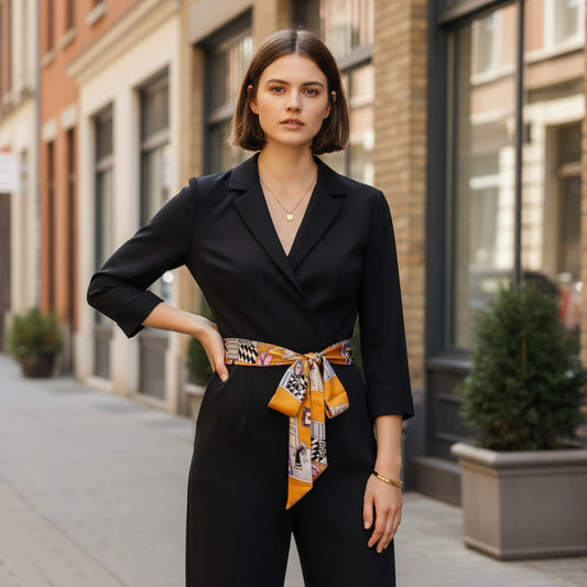 Ceinture foulard satinée ocre