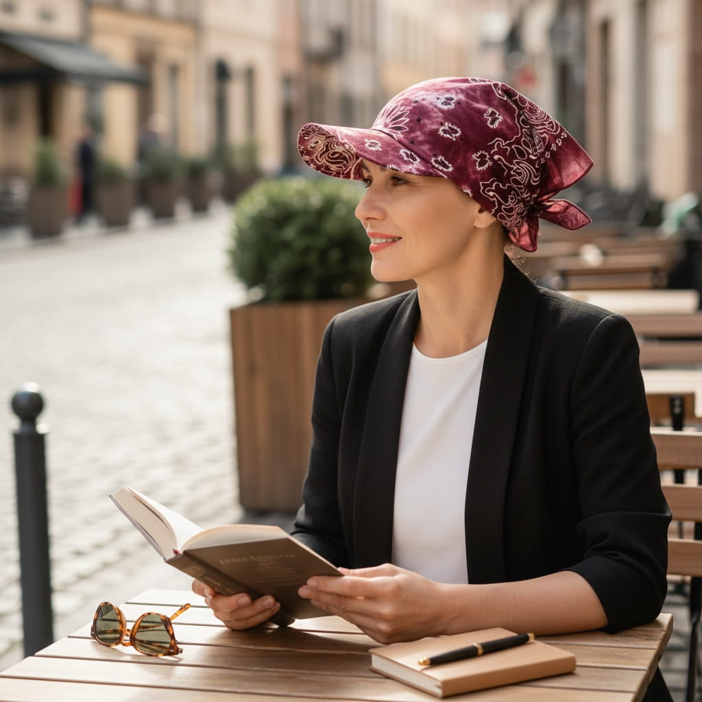 Casquette Foulard Chimio Femme Bordeaux
