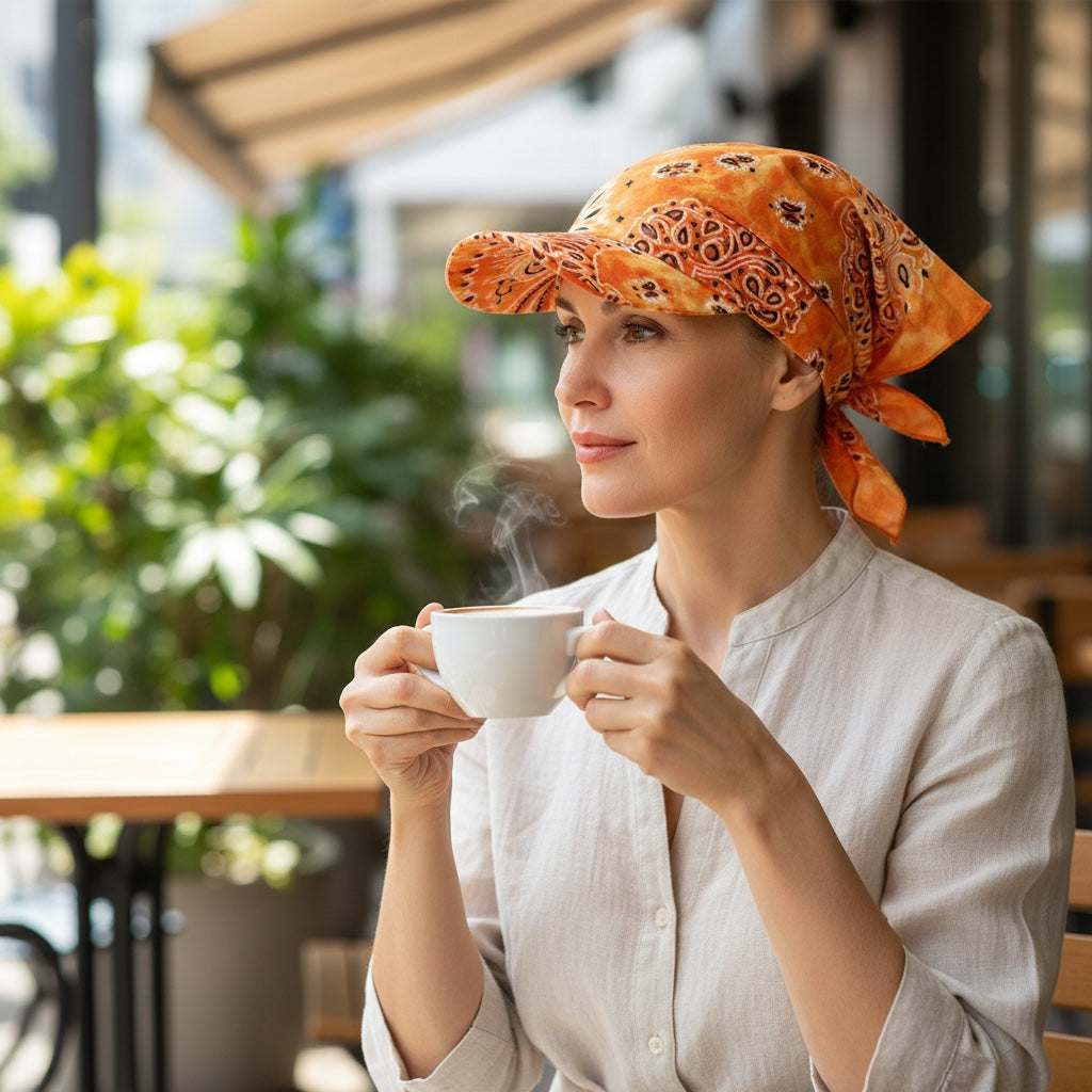 Casquette Foulard Chimio Orange Bohème