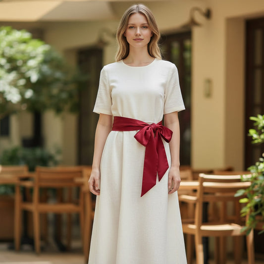 Ceinture foulard rouge bordeaux satinée