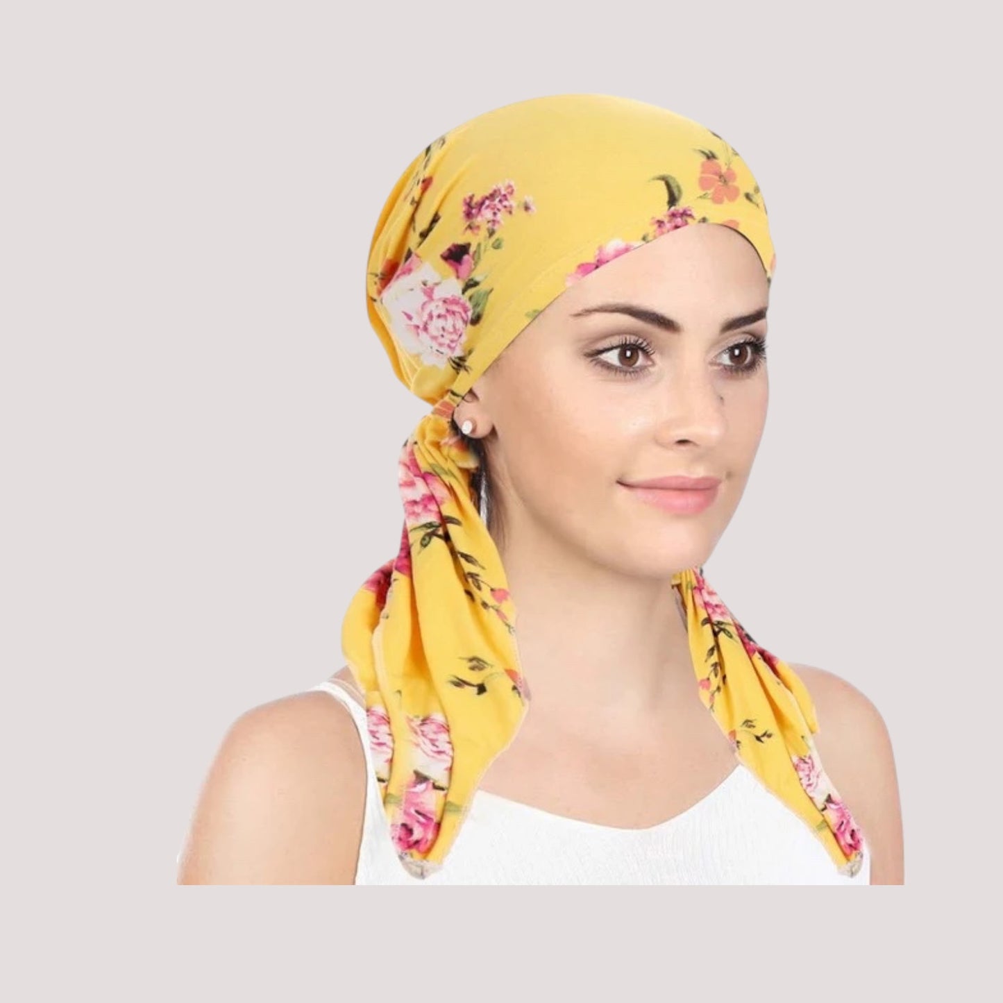 ÉMILIE Foulard Cheveux Femme Moderne Chimio Jaune à motifs