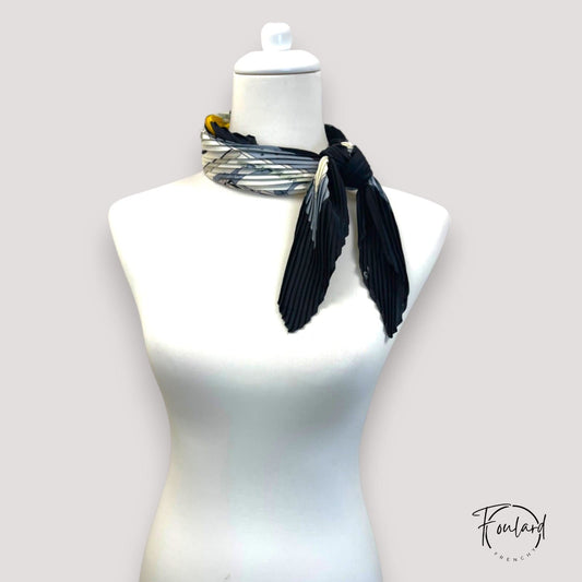 Foulard pour cheveux plissé noir - Fréline