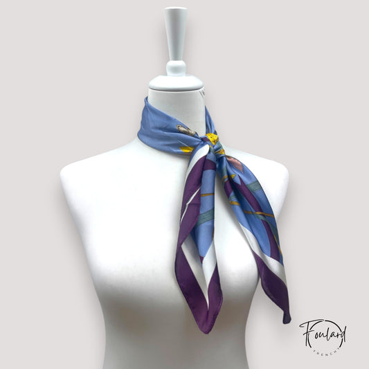 Foulard carré 70x70 – Bleu lavande et violet