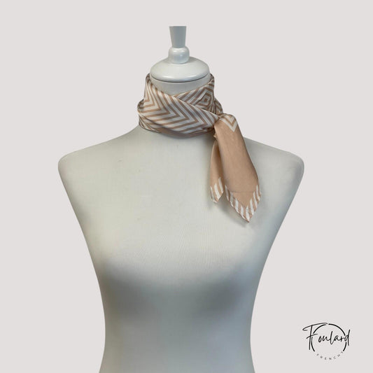 Foulard pour cheveux 70 - Rayures beiges