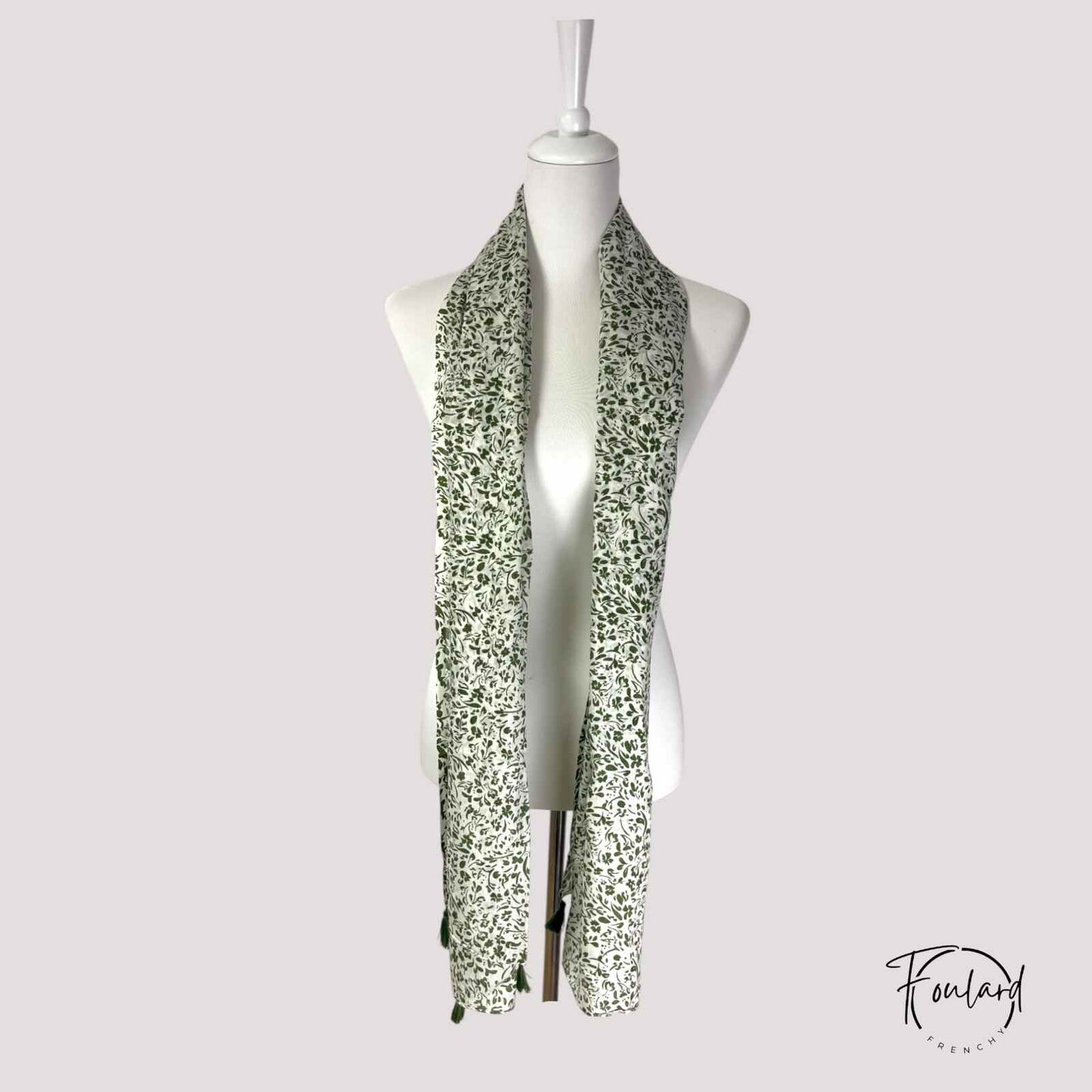 Foulard femme vert feuillage