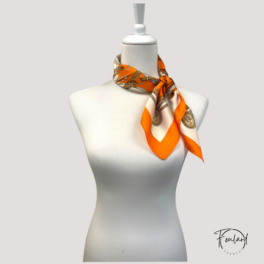 Foulard pour cheveux 70 orange - Xéline