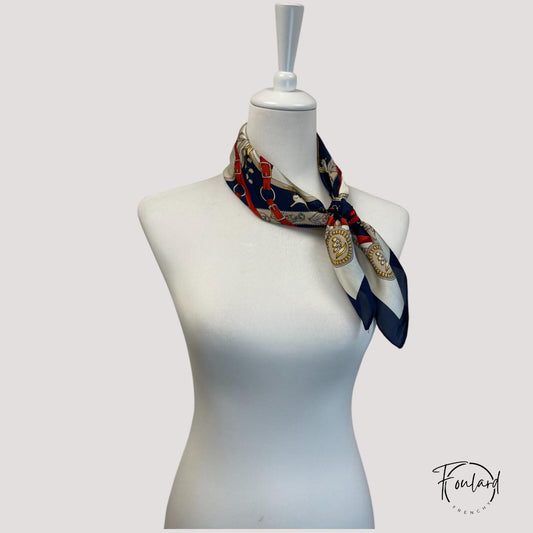 Foulard pour cheveux 70 bleu - Xéline