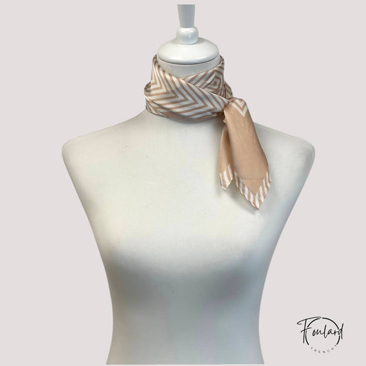 Foulard pour cheveux 70 - Rayures beiges