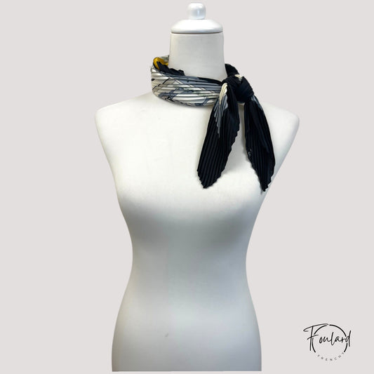 Foulard pour cheveux plissé noir - Fréline