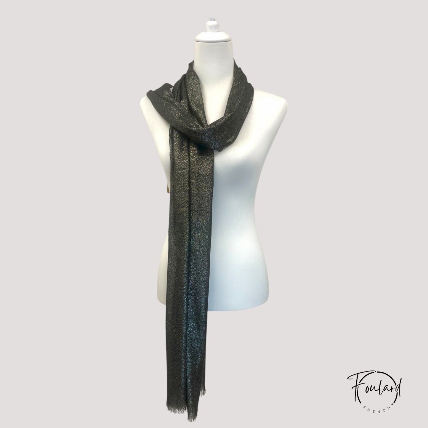 Foulard femme gris foncé pailleté