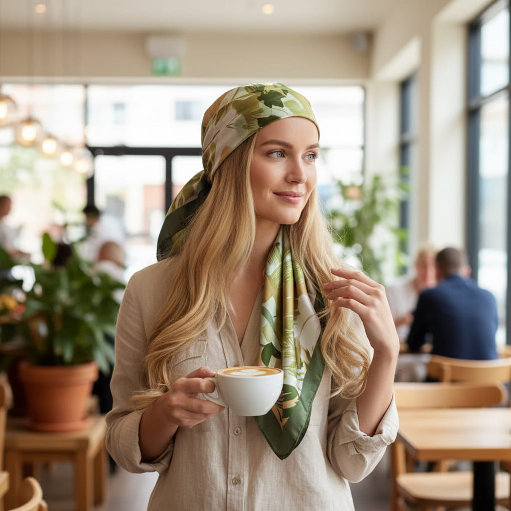 Foulard cheveux carré 90 cm - Claire