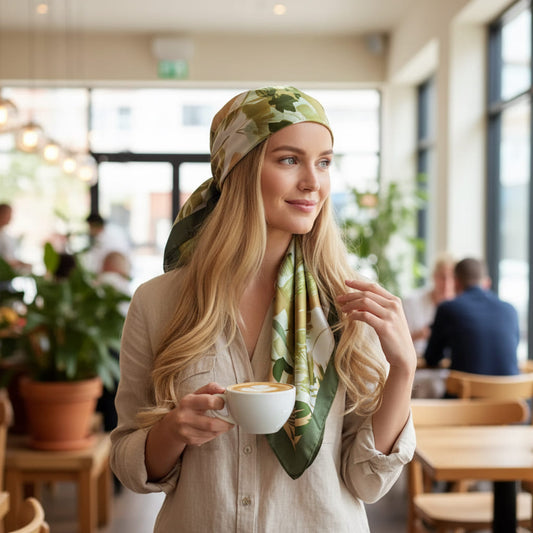 Foulard cheveux carré 90 cm - Claire