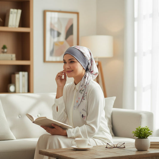 JUDITH Foulard Cheveux Femme Moderne Chimio Gris à motifs