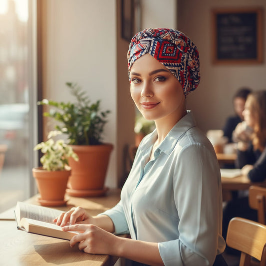 Foulard turban chimio rouge - Aztèque