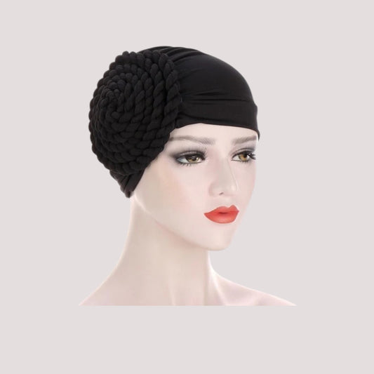 Foulard Cheveux Bonnet Femme Chimio Noir uni