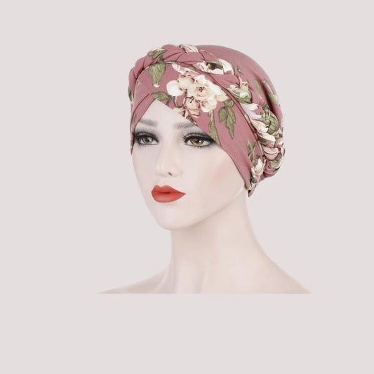 Foulard Cheveux Turban Moderne Chimio Femme Rose à motifs