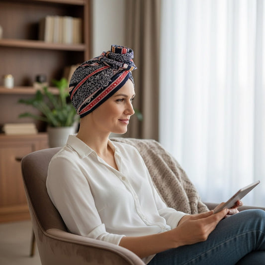 Foulard turban chimio bleu - Eulalie