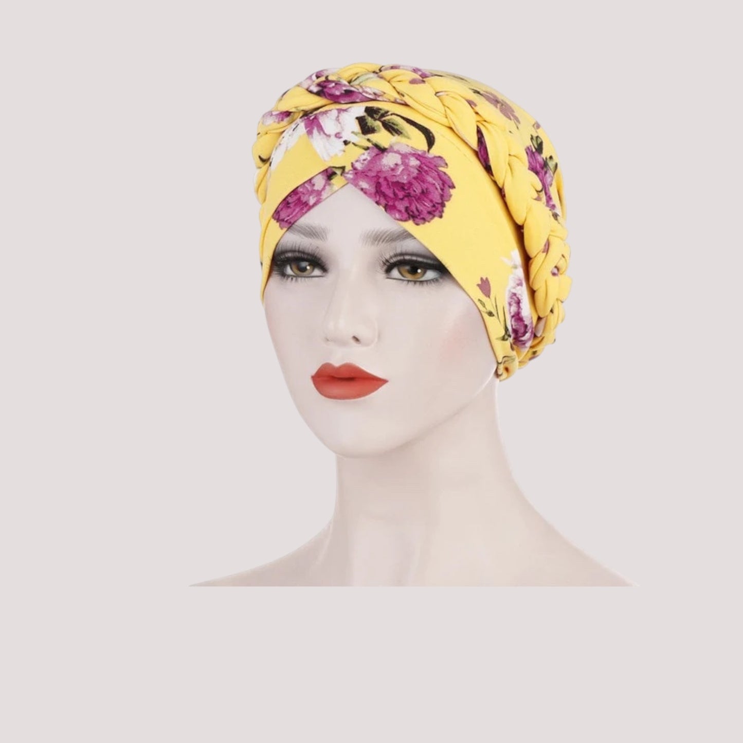 Foulard turban chimio jaune - Floral