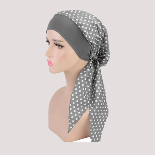LILI Foulard long chimio gris vert - À pois