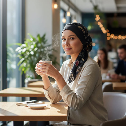 LUCILLE Foulard Cheveux Femme Mode Chimio Noir à motifs
