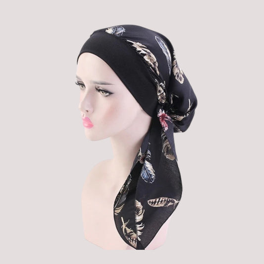 LUCILLE Foulard Cheveux Femme Mode Chimio Noir à motifs