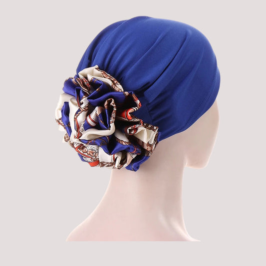 LYNE Bonnet Chimio Foulard Cheveux Femme Bleu