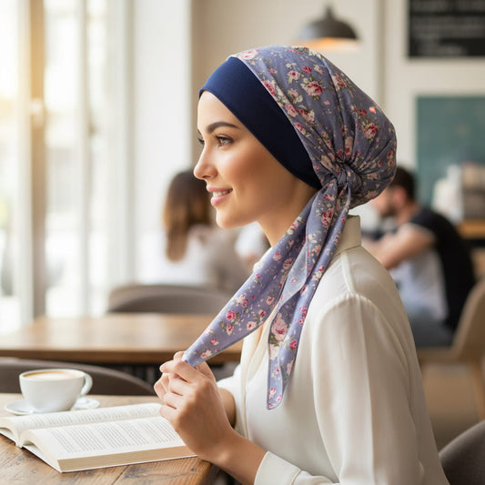 MARION Foulard long chimio violet - Fleuri