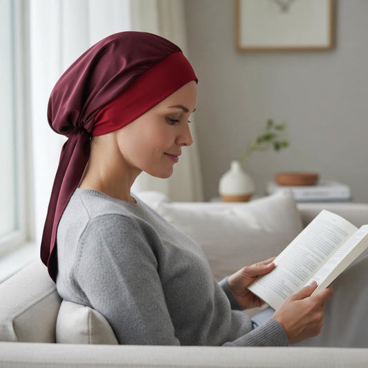 ÉLODIE Foulard long chimio bordeaux - Uni